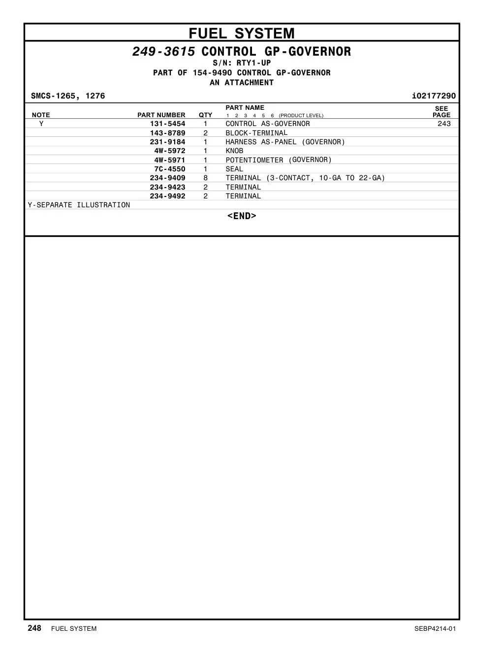 231-9184 - HARNESS AS-PANEL (GOVERNOR)