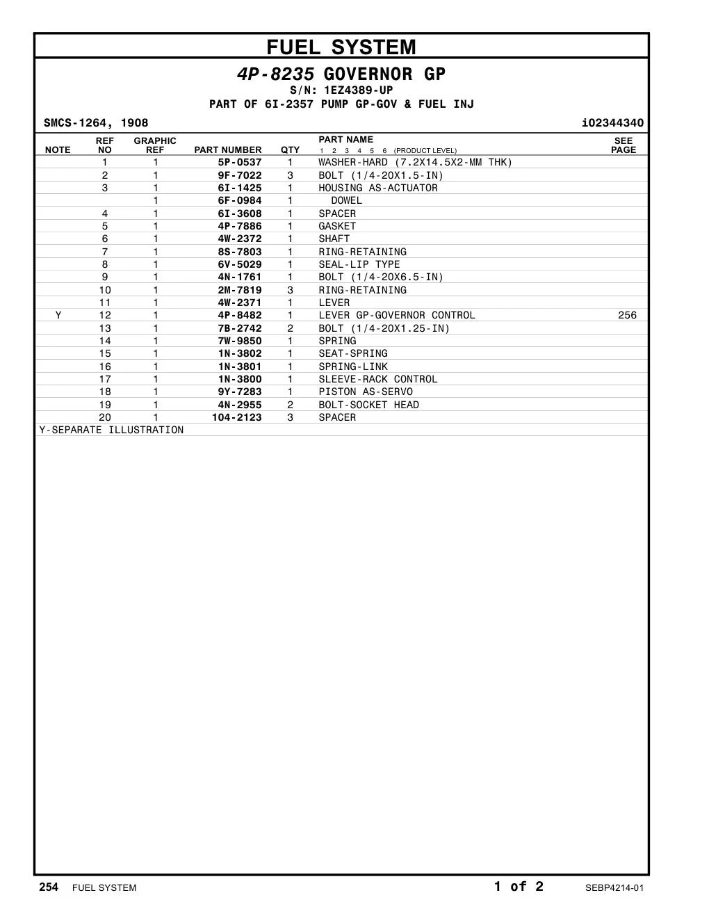 4P-7886 GASKET · S/N 1EZ4389-UP CAT parts manual diagram