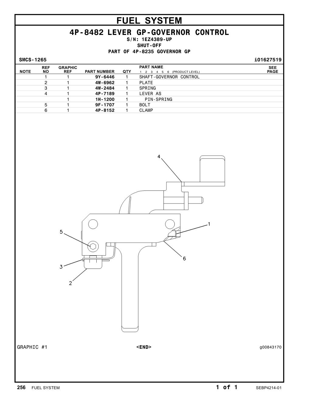 9F-1707 BOLT · S/N 1EZ4389-UP CAT parts manual diagram