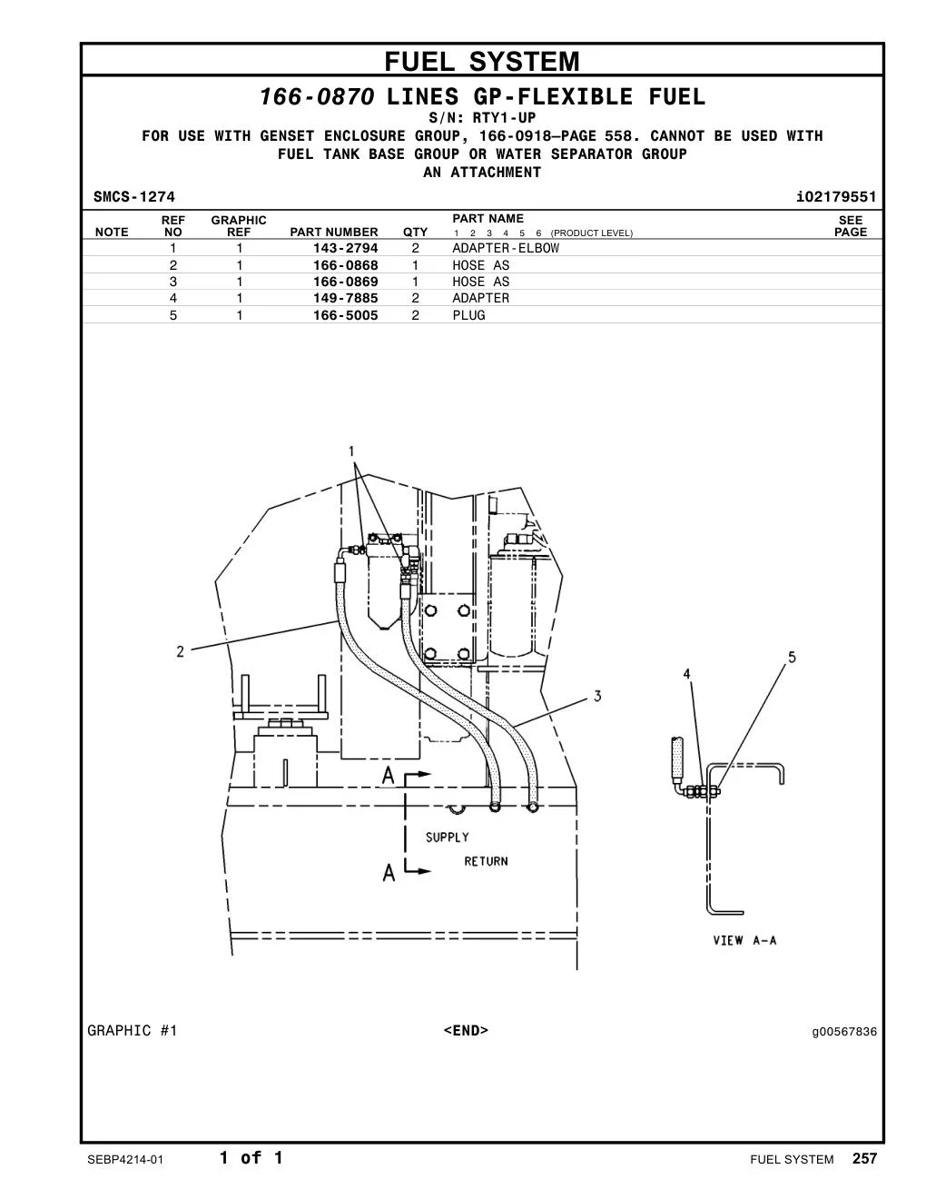 143-2794 ADAPTER-ELBOW · S/N RTY1-UP CAT parts manual diagram