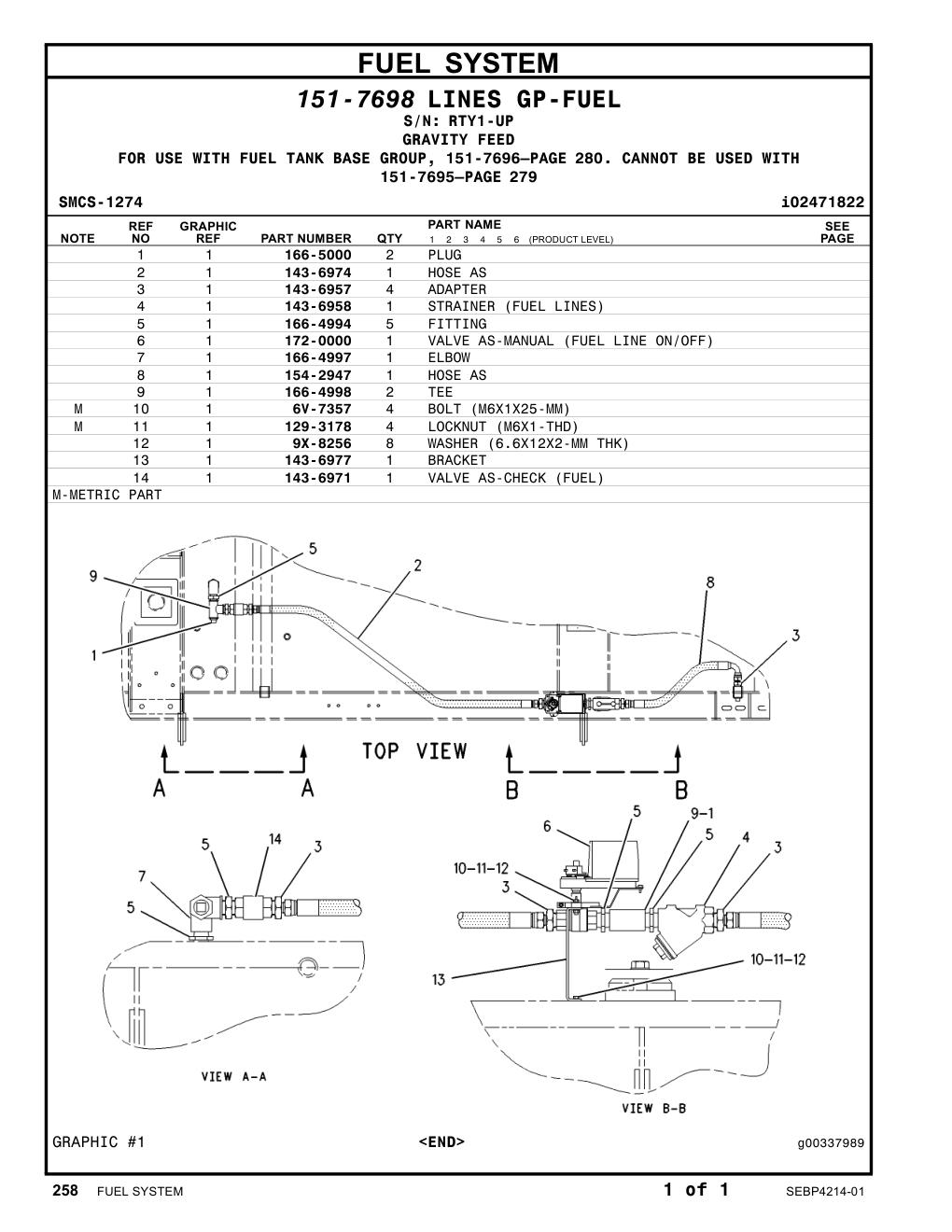 166-4994 FITTING · S/N RTY1-UP CAT parts manual diagram