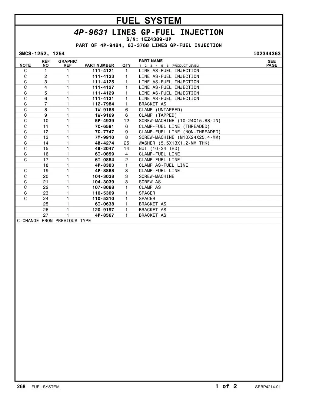 7C-7747 CLAMP-FUEL LINE (NON-THREADED) CAT parts manual diagram