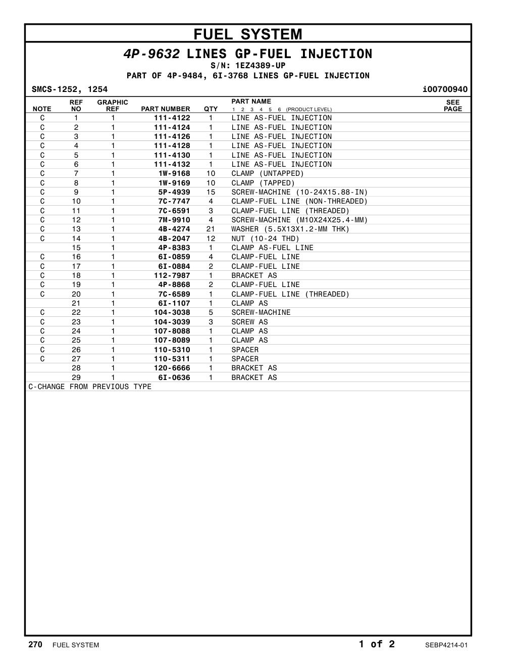 6I-0636 BRACKET AS · S/N 1EZ4389-UP CAT parts manual diagram