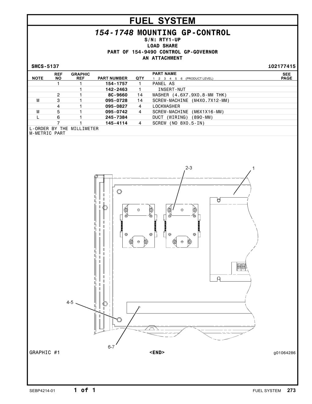 145-4114 SCREW (NO 8X0.5-IN) · S/N RTY1-UP CAT parts manual diagram