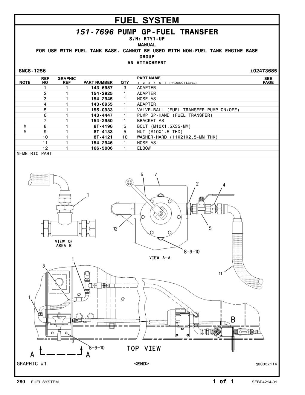 154-2945 HOSE AS · S/N RTY1-UP CAT parts manual diagram