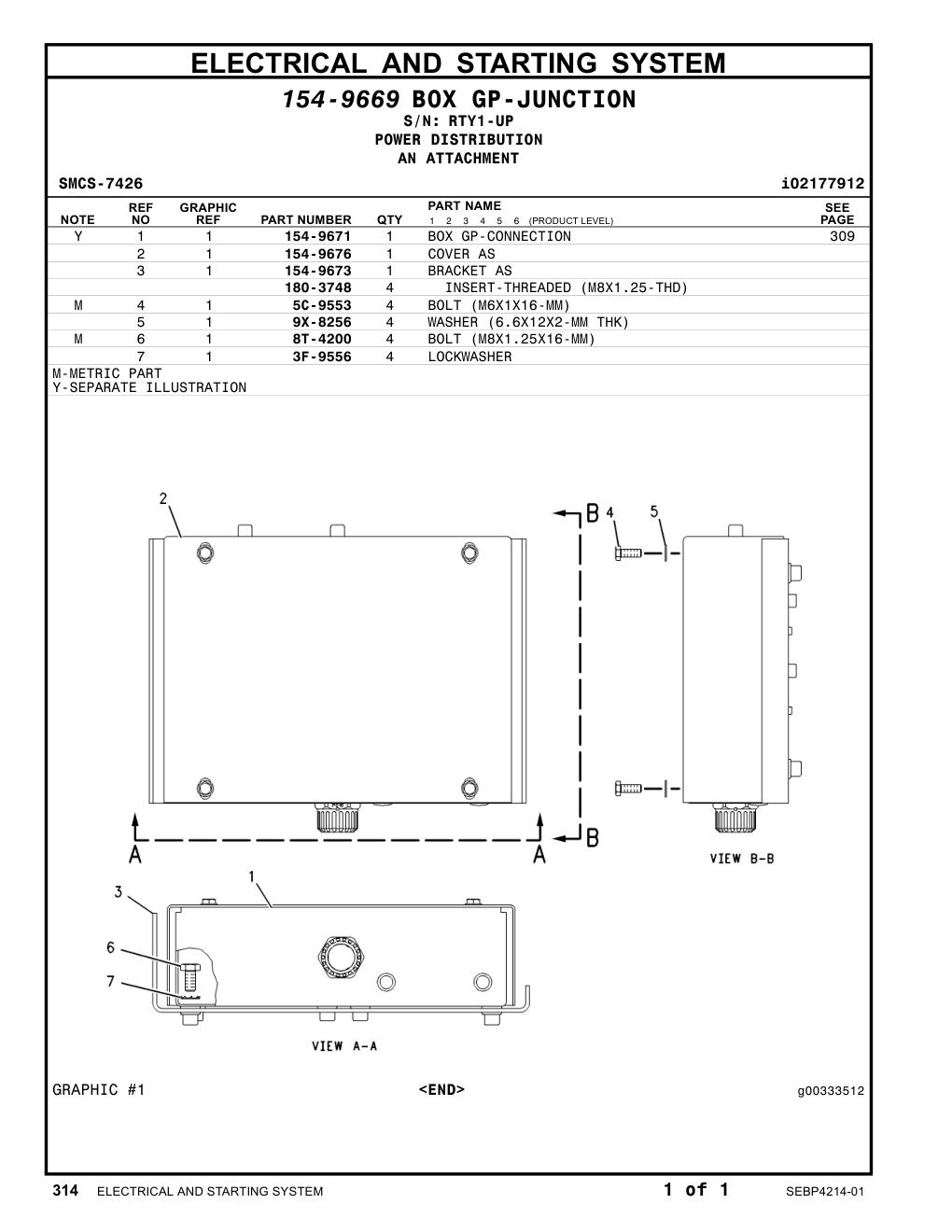 154-9671 BOX GP-CONNECTION · S/N RTY1-UP CAT parts manual diagram