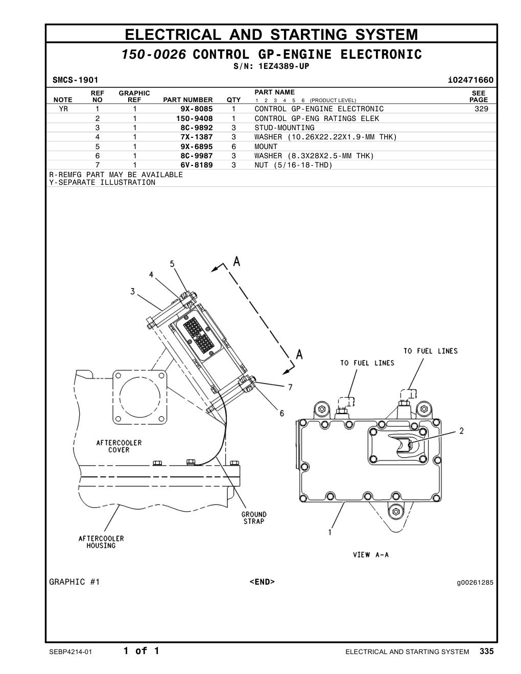 150-9408 CONTROL GP-ENG RATINGS ELEK · S/N 1EZ4389-UP CAT parts manual diagram