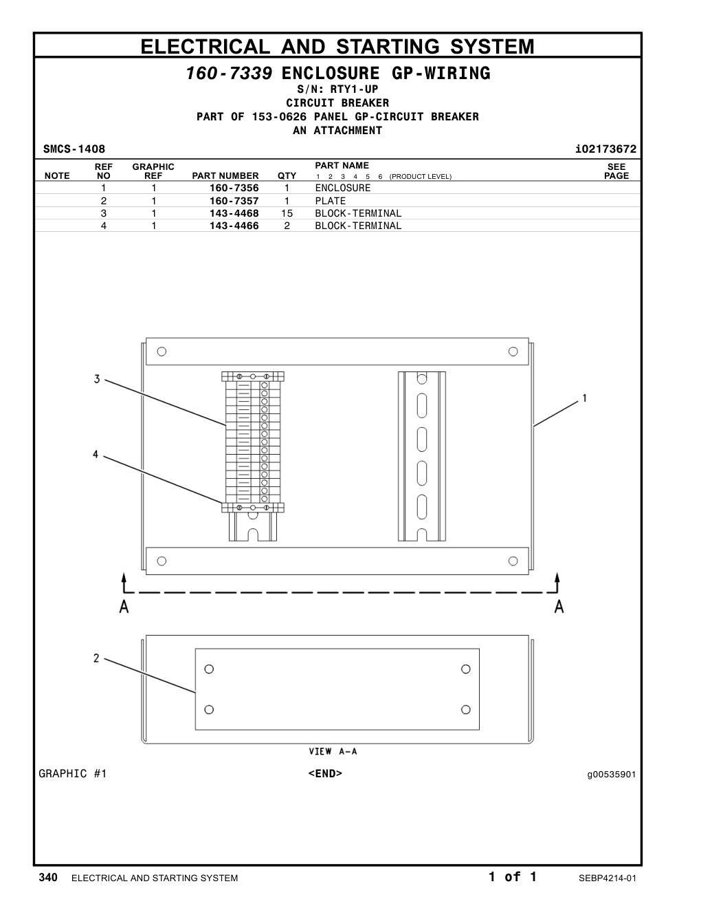 160-7357 PLATE · S/N RTY1-UP CAT parts manual diagram