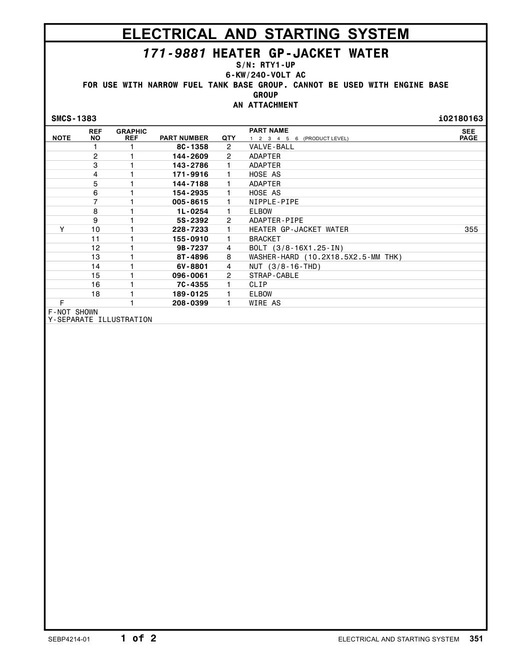 189-0125 ELBOW · S/N RTY1-UP CAT parts manual diagram