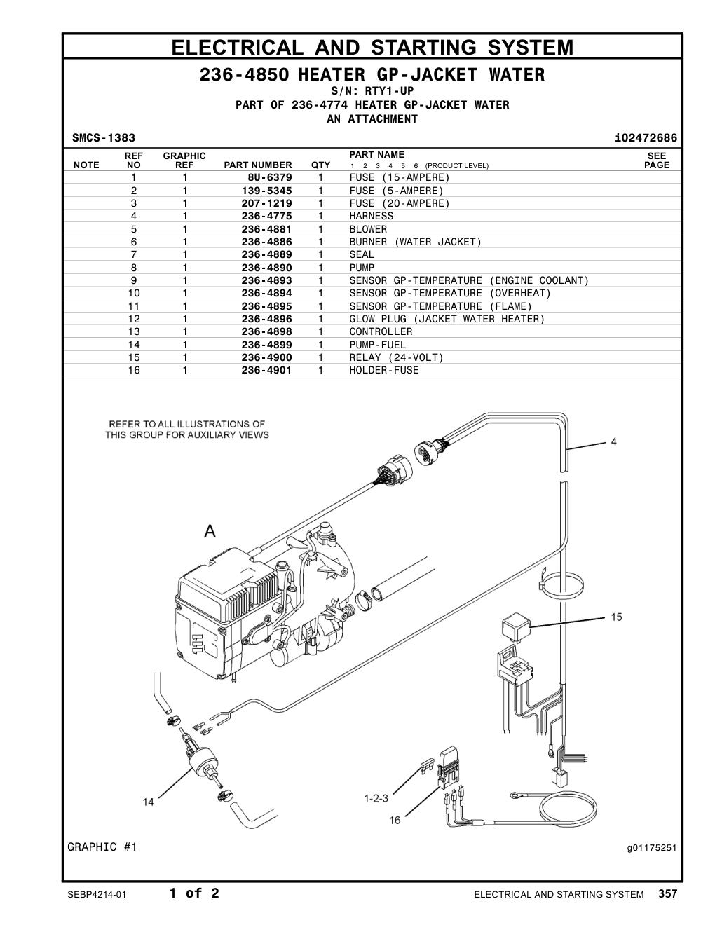 236-4901 HOLDER-FUSE · S/N RTY1-UP CAT parts manual diagram