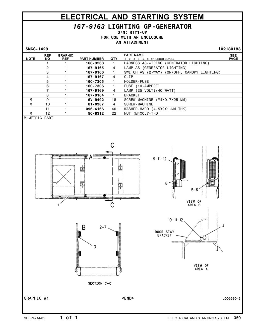 167-9164 BRACKET · S/N RTY1-UP CAT parts manual diagram