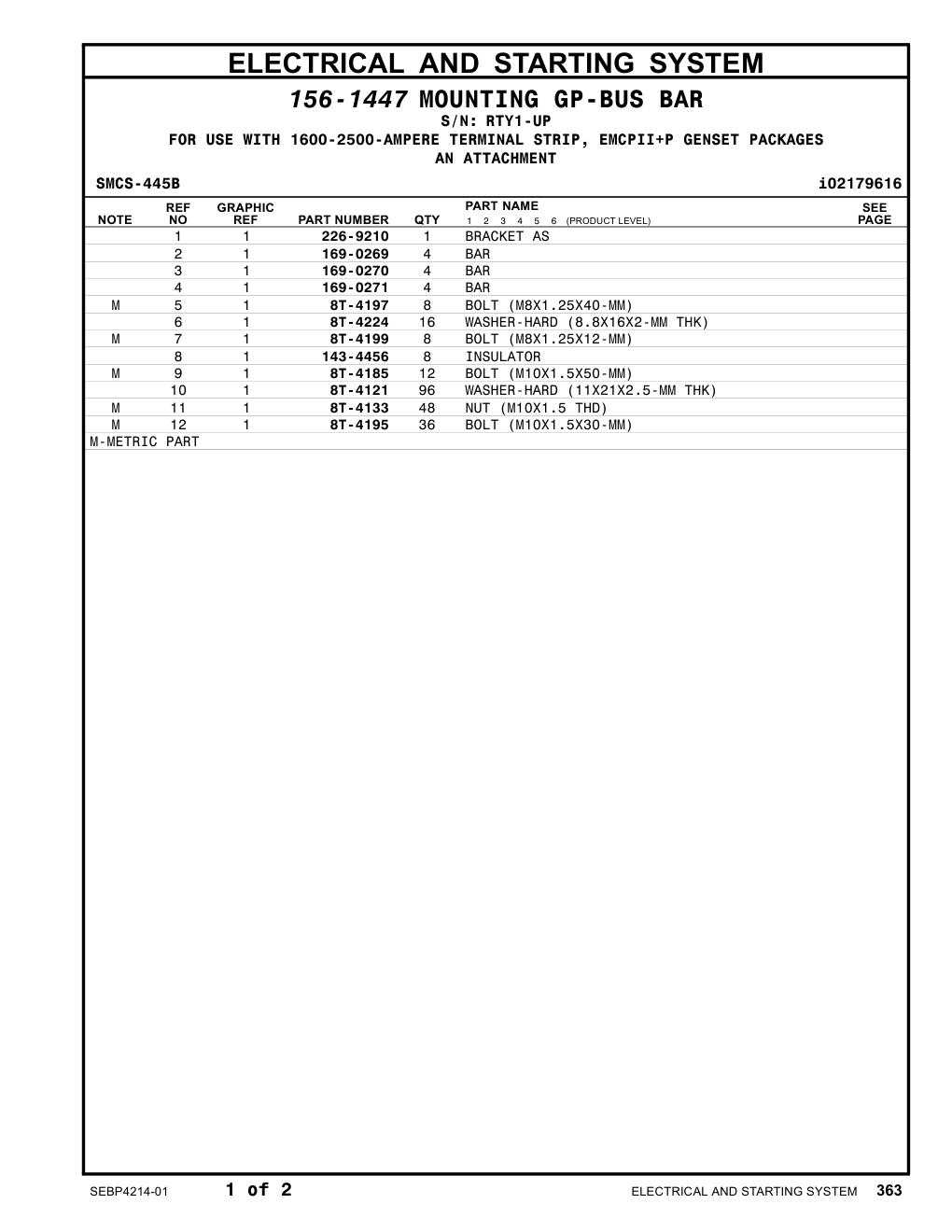 169-0271 BAR · S/N RTY1-UP CAT parts manual diagram