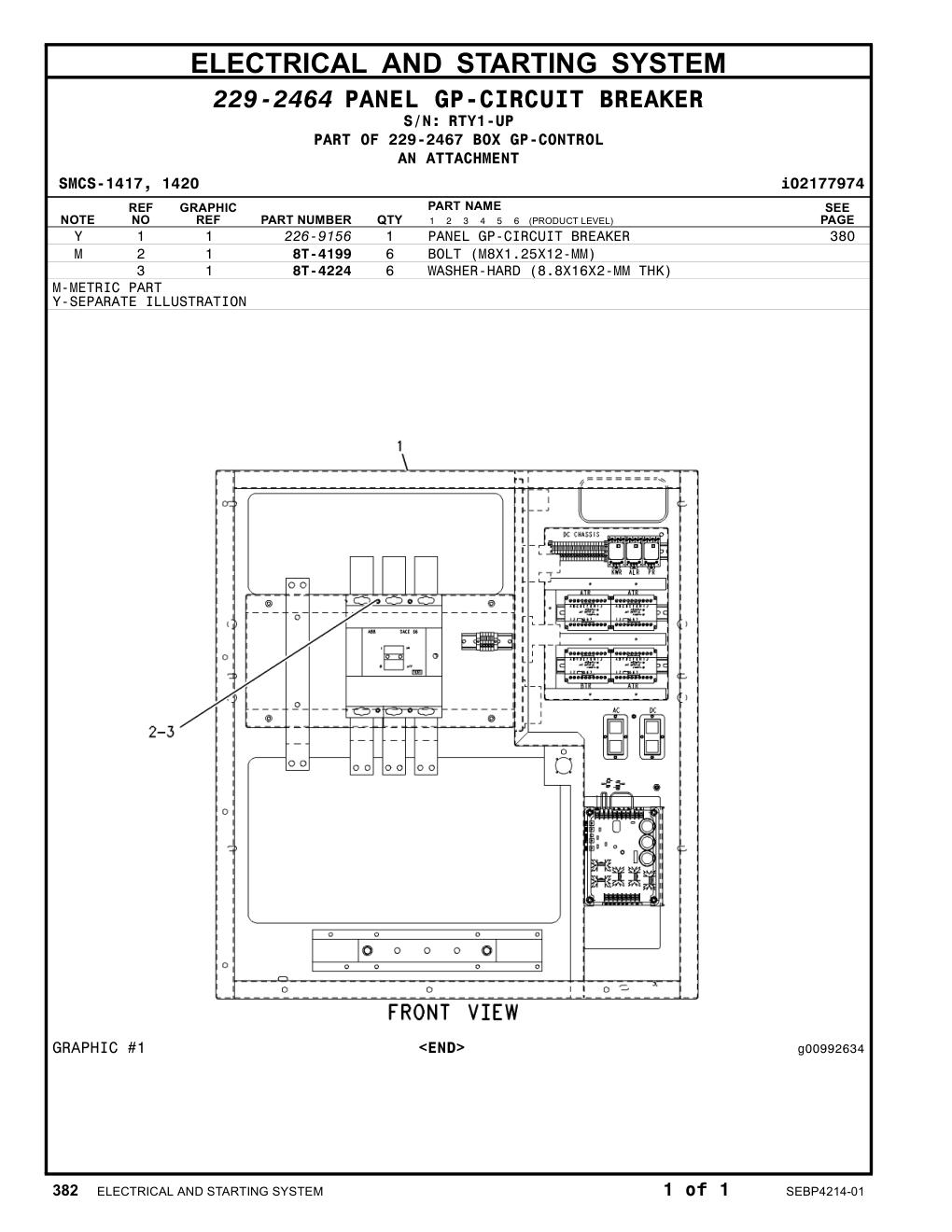 226-9156 - PANEL GP-CIRCUIT BREAKER