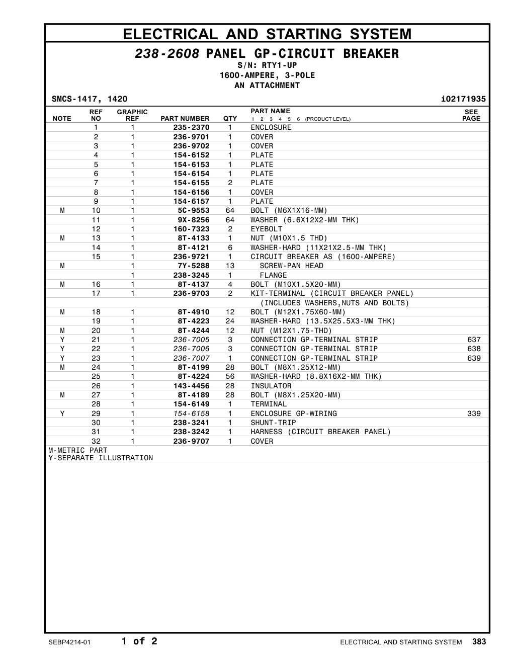 238-3241 SHUNT-TRIP · S/N RTY1-UP CAT parts manual diagram