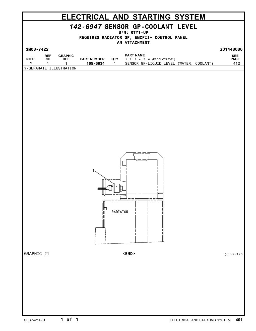 165-6634 - SENSOR GP-LIQUID LEVEL (WATER, COOLANT)
