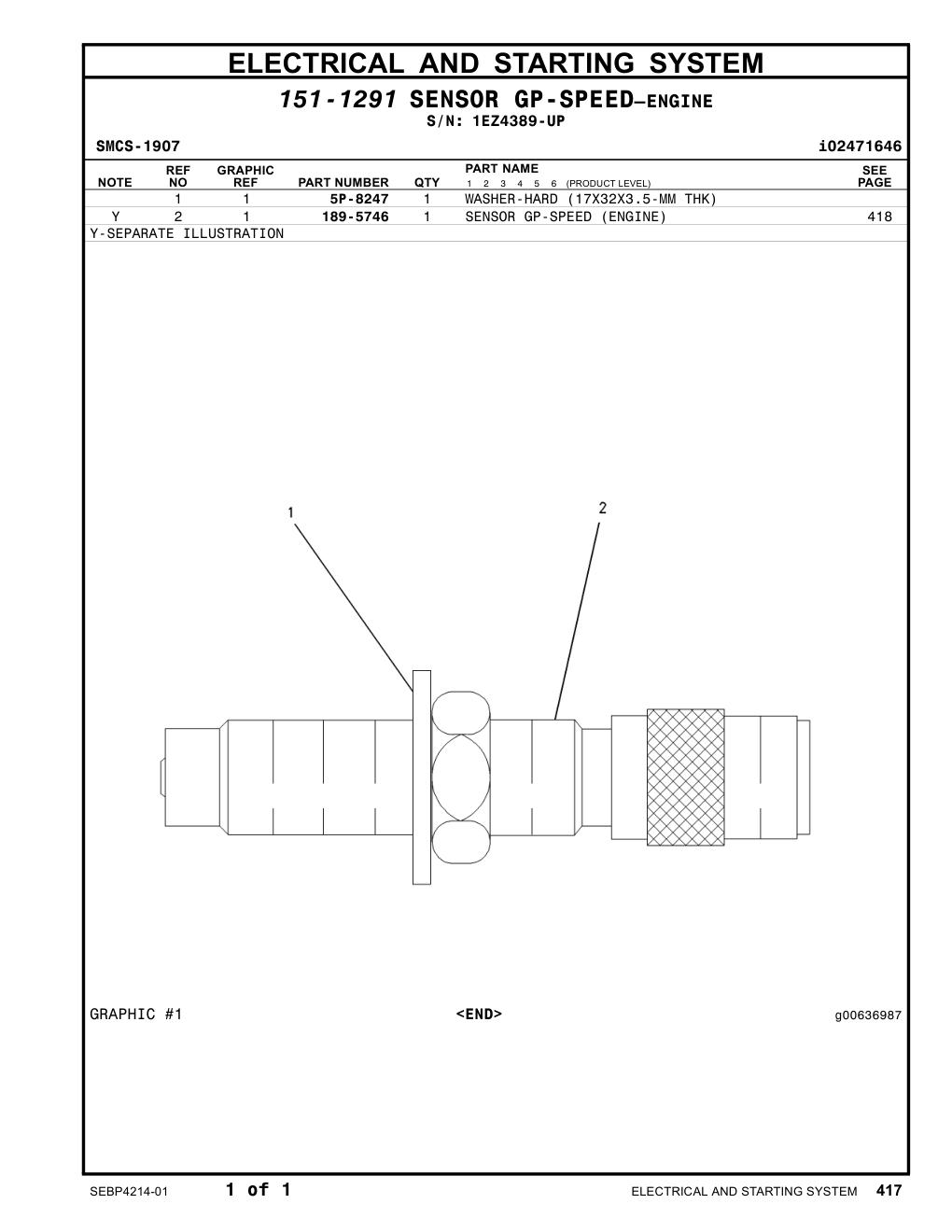 189-5746 - SENSOR GP-SPEED (ENGINE)