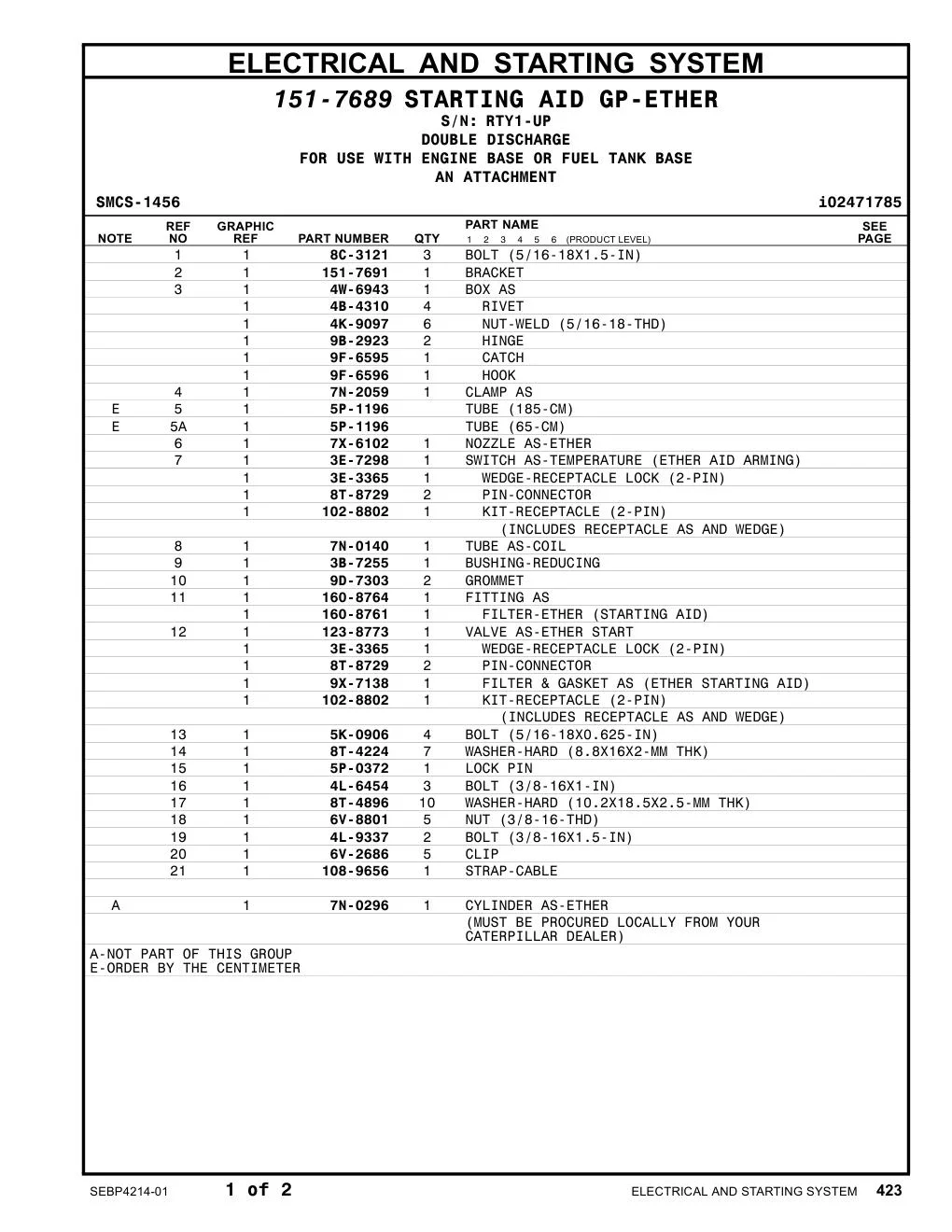 151-7691 BRACKET · S/N RTY1-UP CAT parts manual diagram