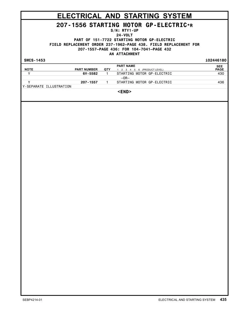 6V-5582 - STARTING MOTOR GP-ELECTRIC –OR–