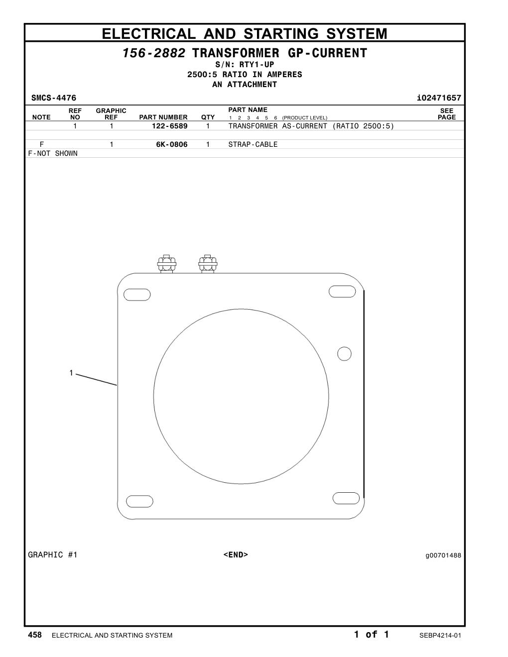 122-6589 - TRANSFORMER AS-CURRENT (RATIO 2500:5)