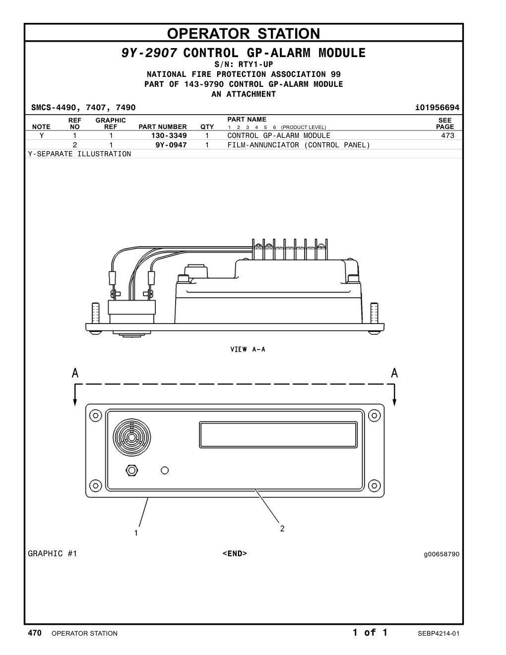 130-3349 CONTROL GP-ALARM MODULE · S/N RTY1-UP CAT parts manual diagram