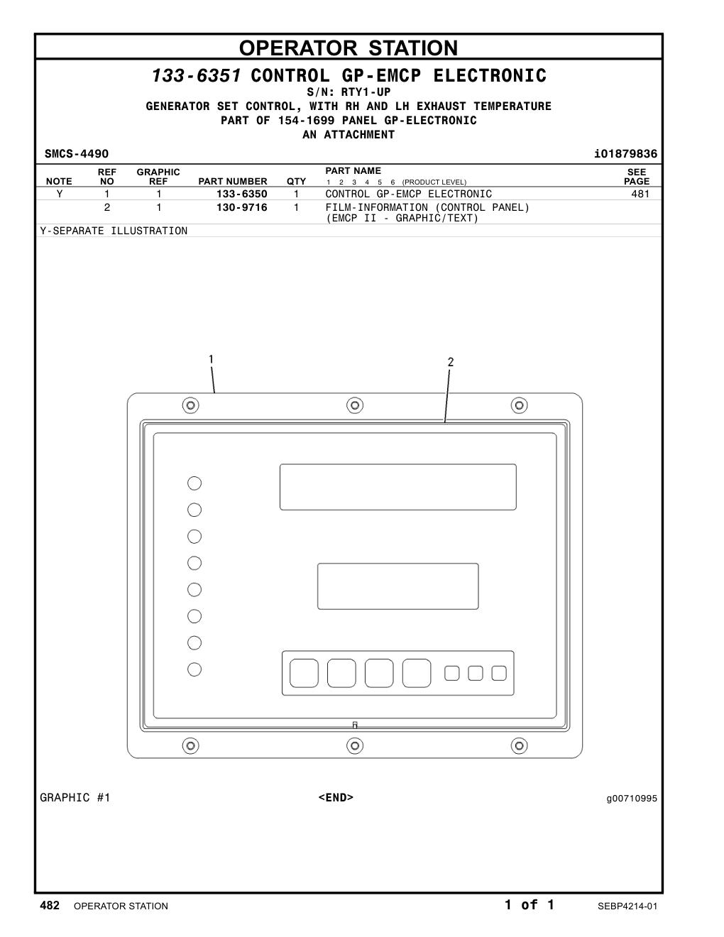 133-6350 CONTROL GP-EMCP ELECTRONIC · S/N RTY1-UP CAT parts manual diagram