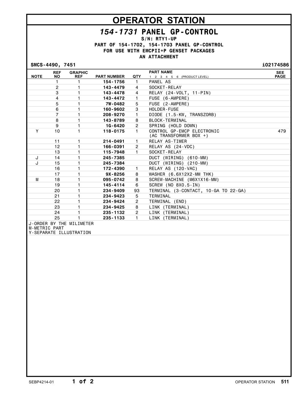 118-0175 CONTROL GP-EMCP ELECTRONIC · S/N RTY1-UP CAT parts manual diagram