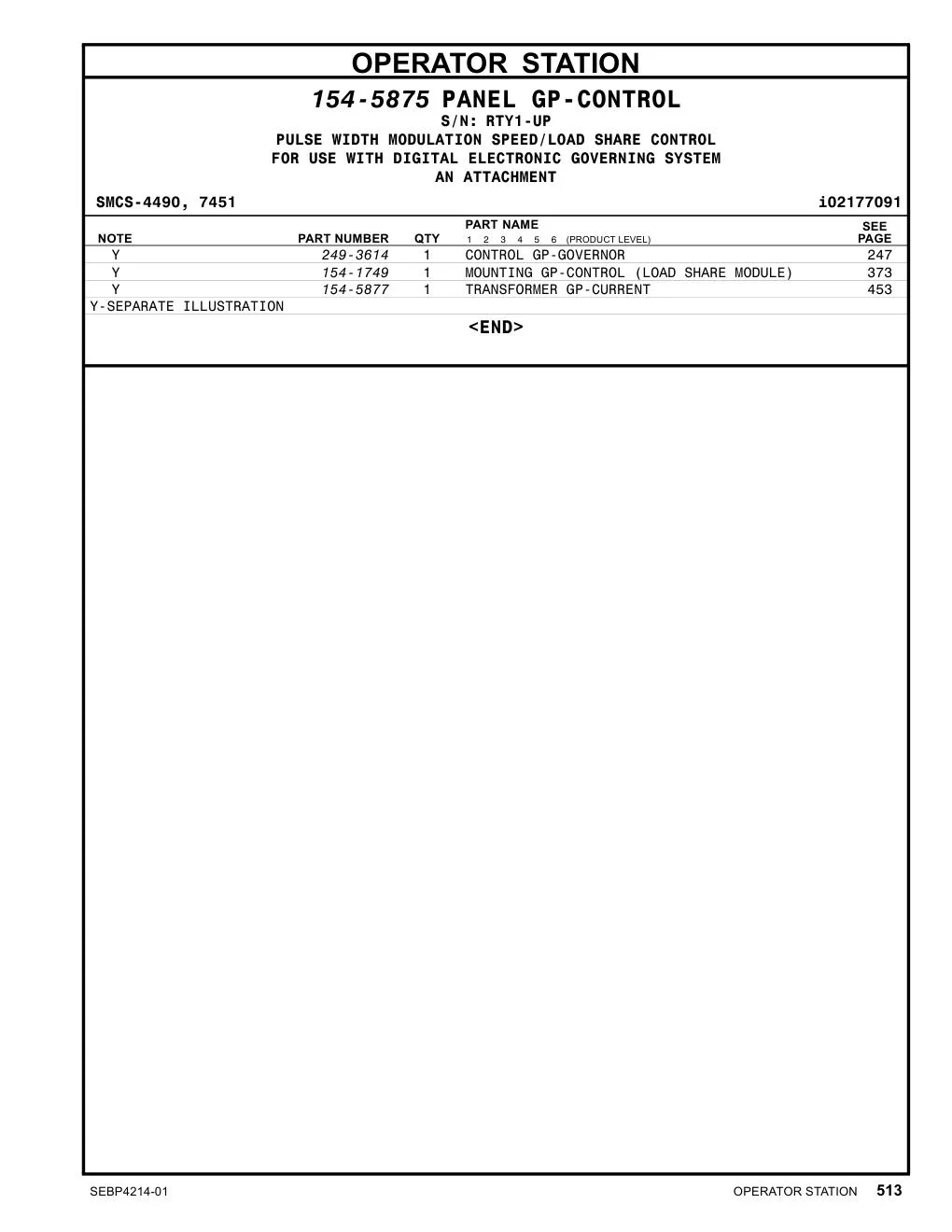 249-3614 - CONTROL GP-GOVERNOR
