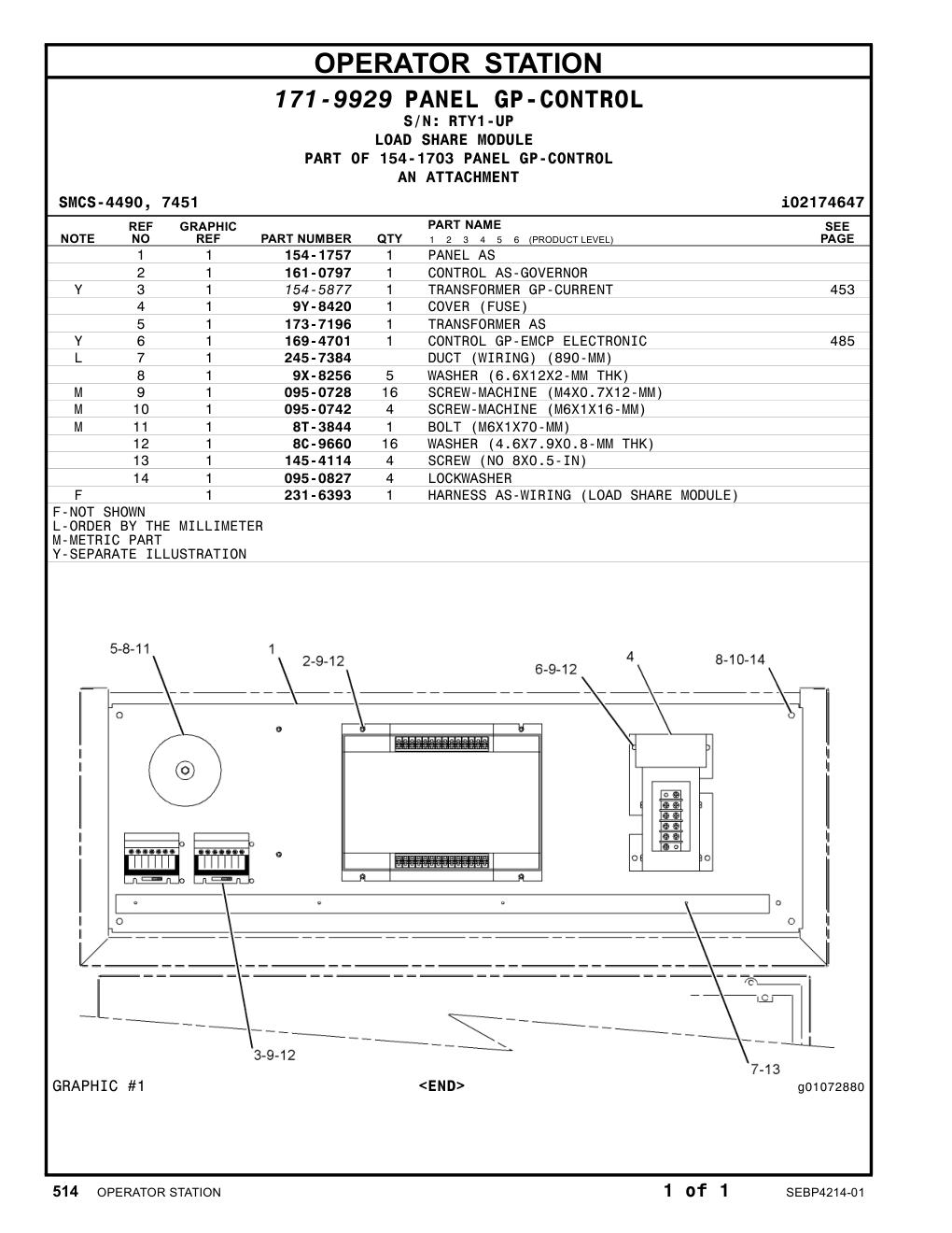 161-0797 CONTROL AS-GOVERNOR · S/N RTY1-UP CAT parts manual diagram