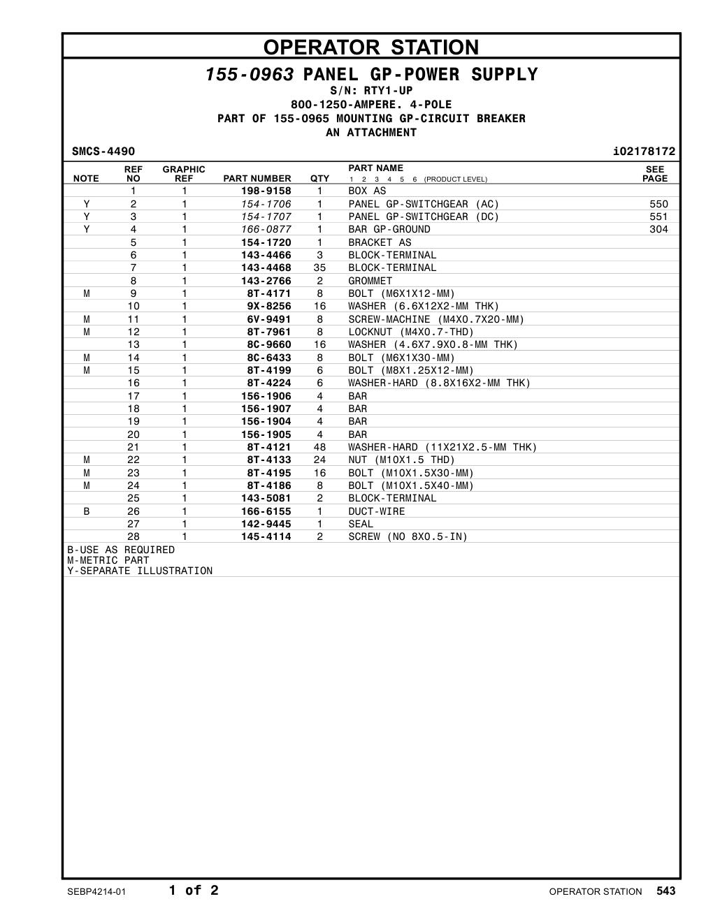 154-1720 BRACKET AS · S/N RTY1-UP CAT parts manual diagram