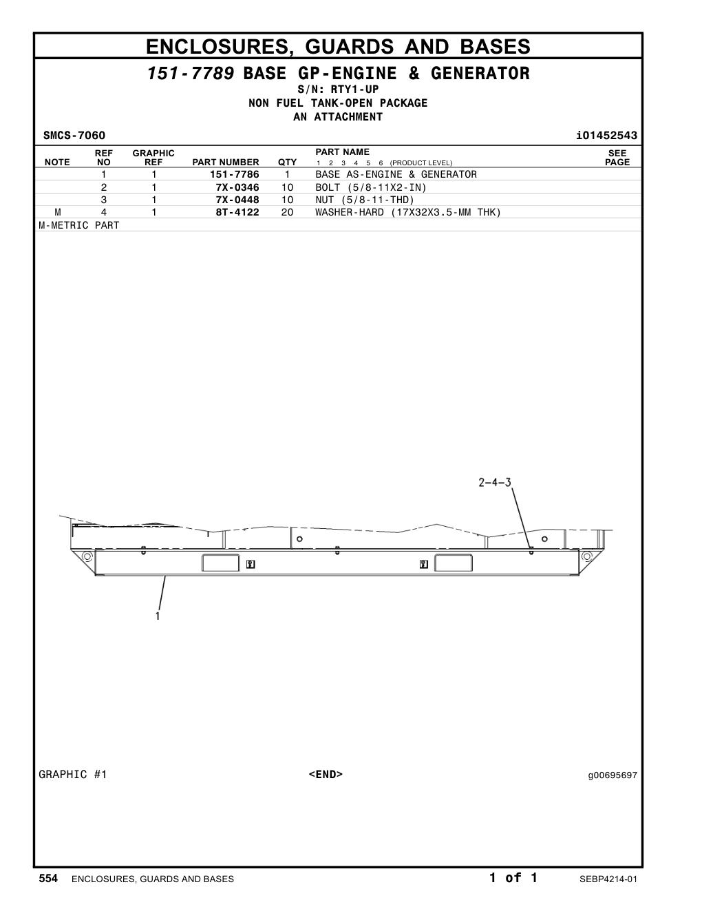 151-7786 BASE AS-ENGINE & GENERATOR · S/N RTY1-UP CAT parts manual diagram