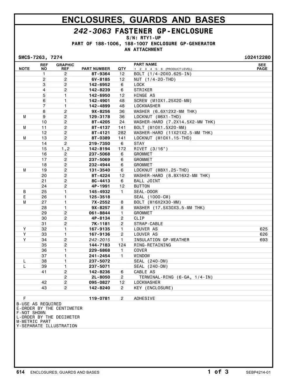 237-5069 GROMMET · S/N RTY1-UP CAT parts manual diagram