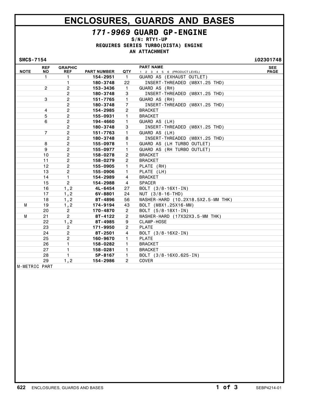 171-9950 PLATE · S/N RTY1-UP CAT parts manual diagram