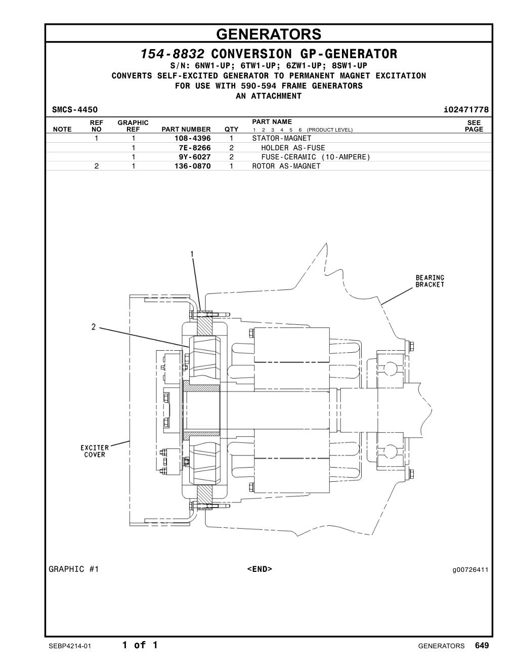 108-4396 STATOR AS-MAGNET CAT parts manual diagram