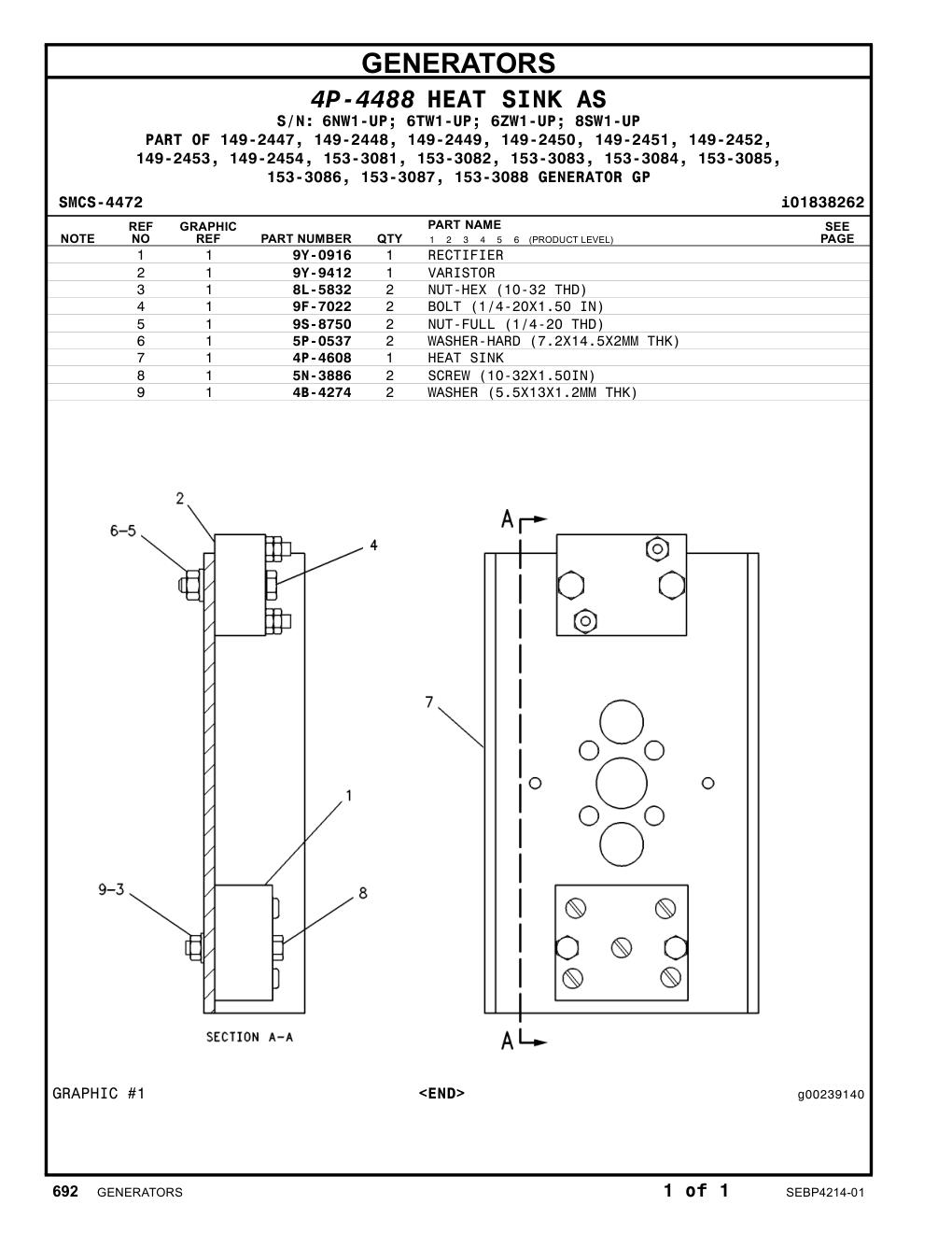 4P-4608 HEAT SINK CAT parts manual diagram
