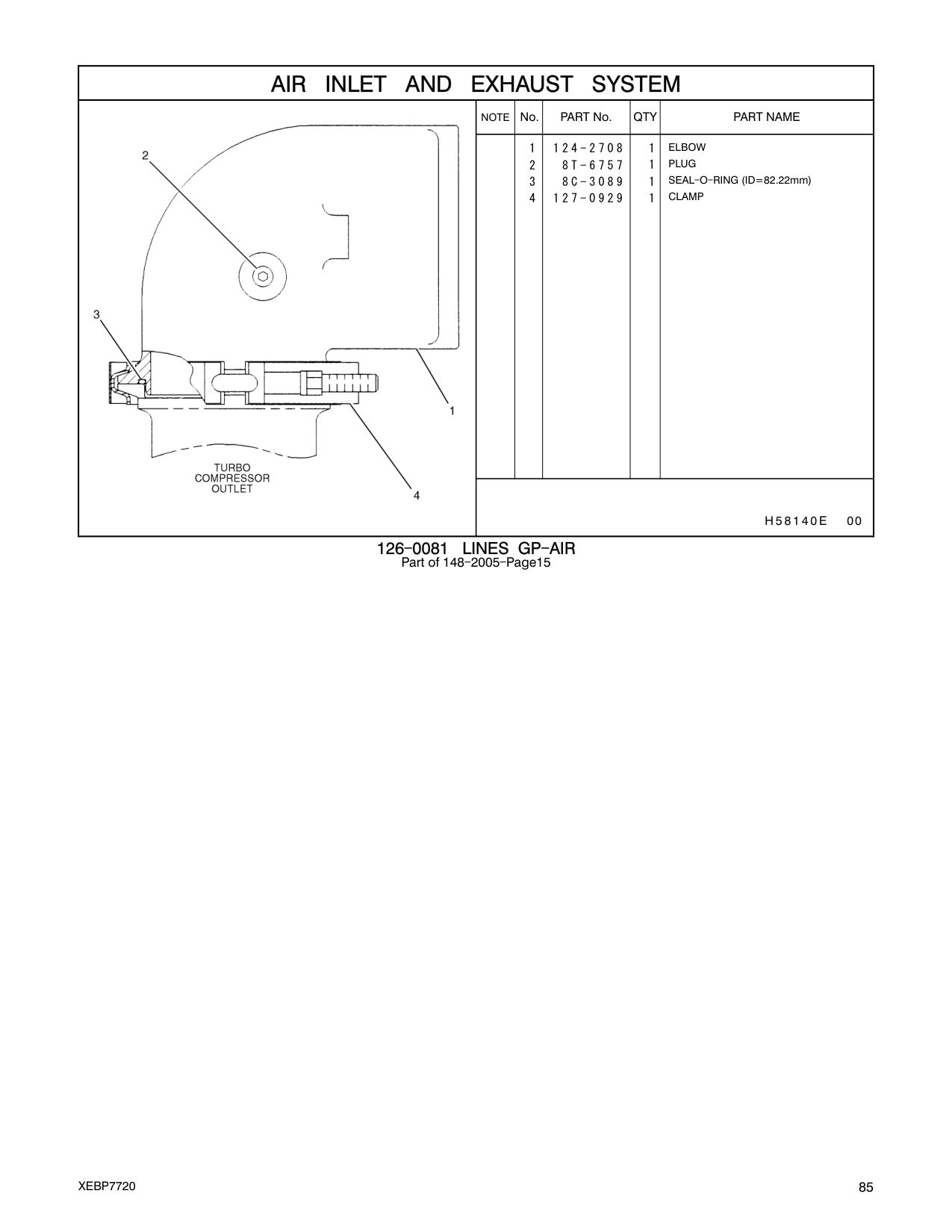 124-2708 ELBOW CAT parts manual diagram
