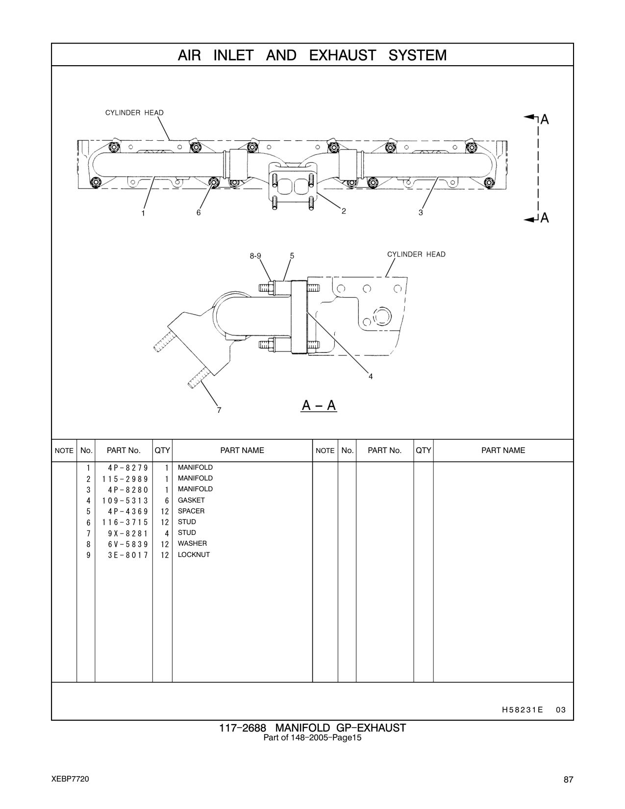 4P-8279 MANIFOLD CAT parts manual diagram