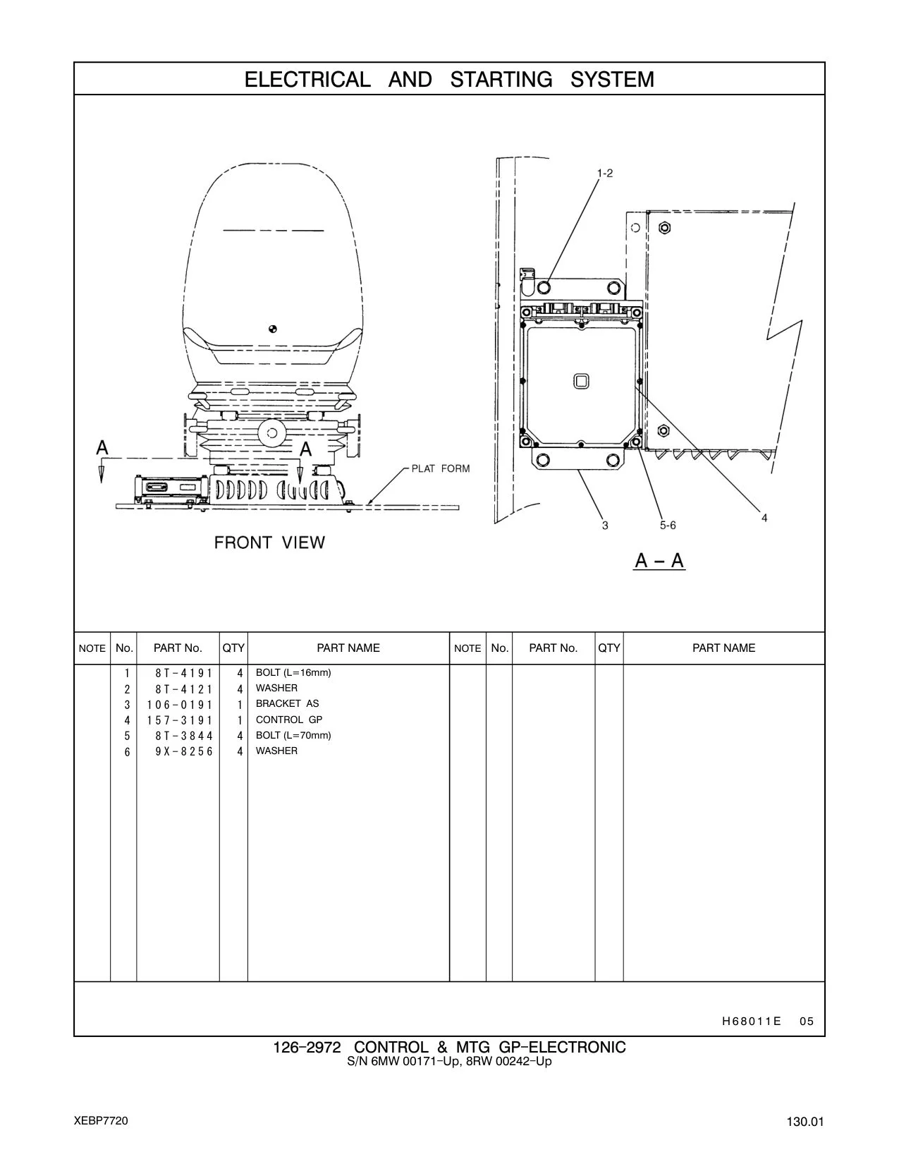 157-3191 CONTROL GP CAT parts manual diagram