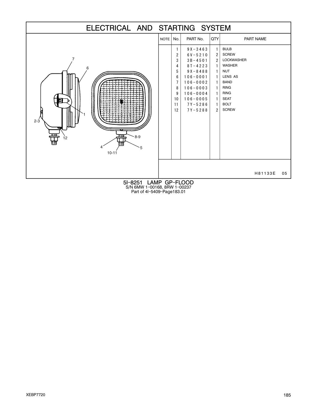 7Y-5286 BOLT CAT parts manual diagram