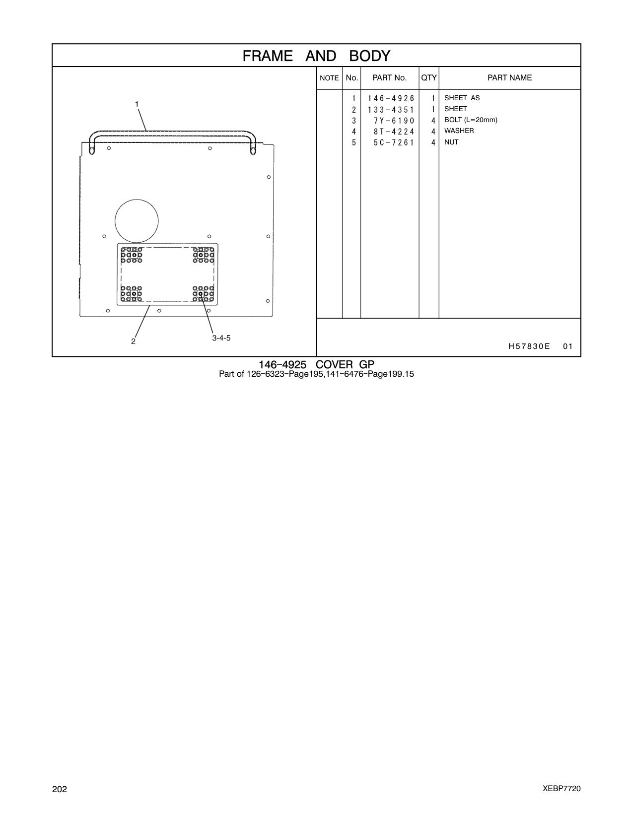 7Y-6190 BOLT (L=20mm) CAT parts manual diagram