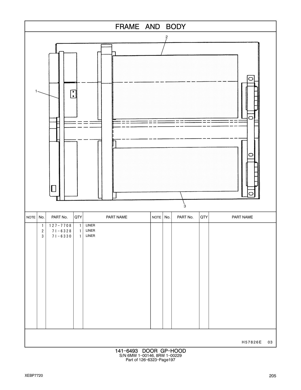 127-7708 LINER CAT parts manual diagram
