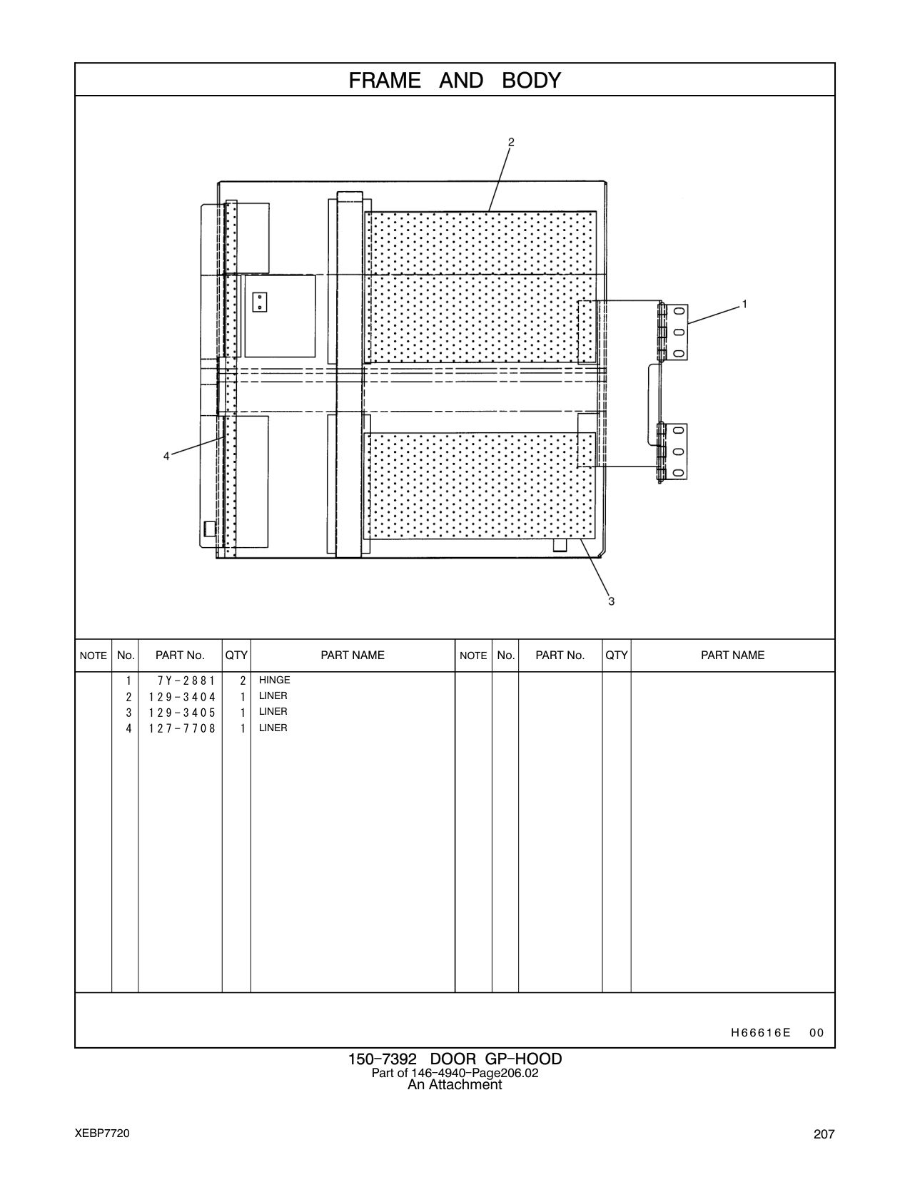 7Y-2881 HINGE CAT parts manual diagram