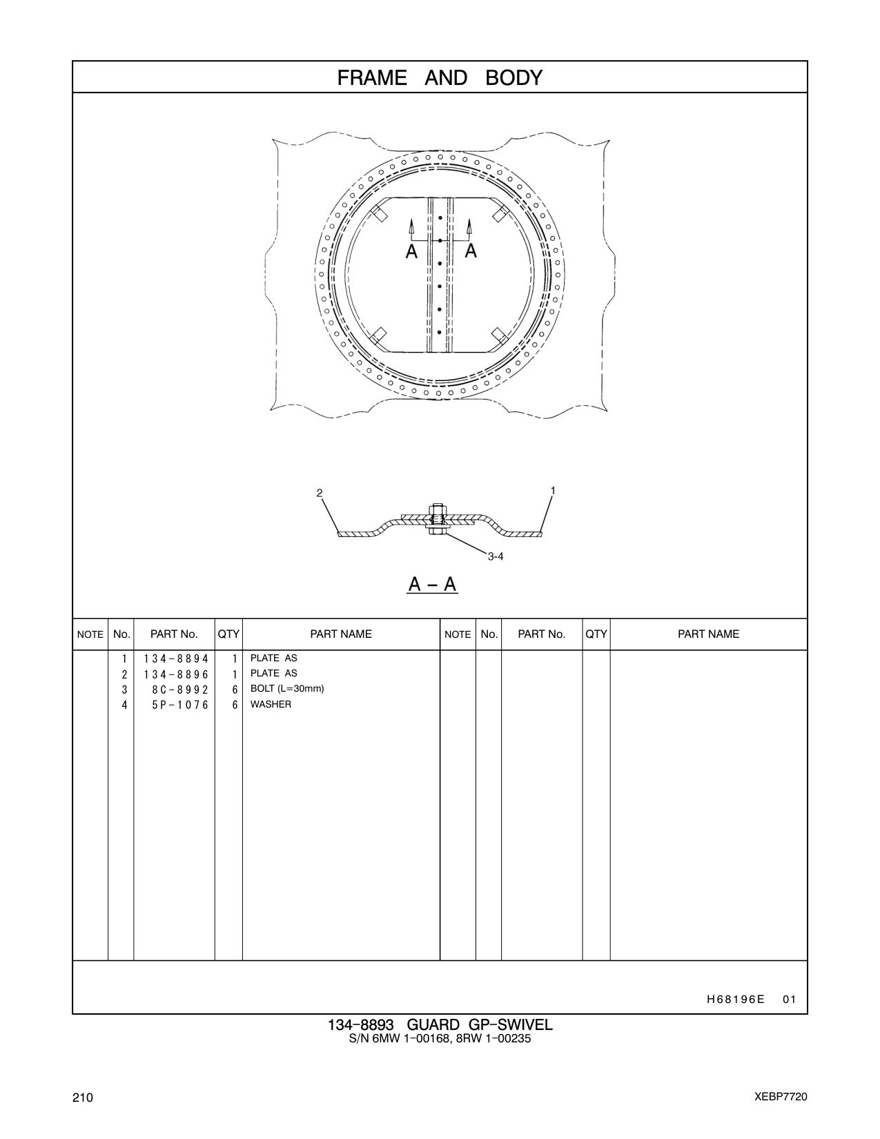 134-8894 PLATE AS CAT parts manual diagram