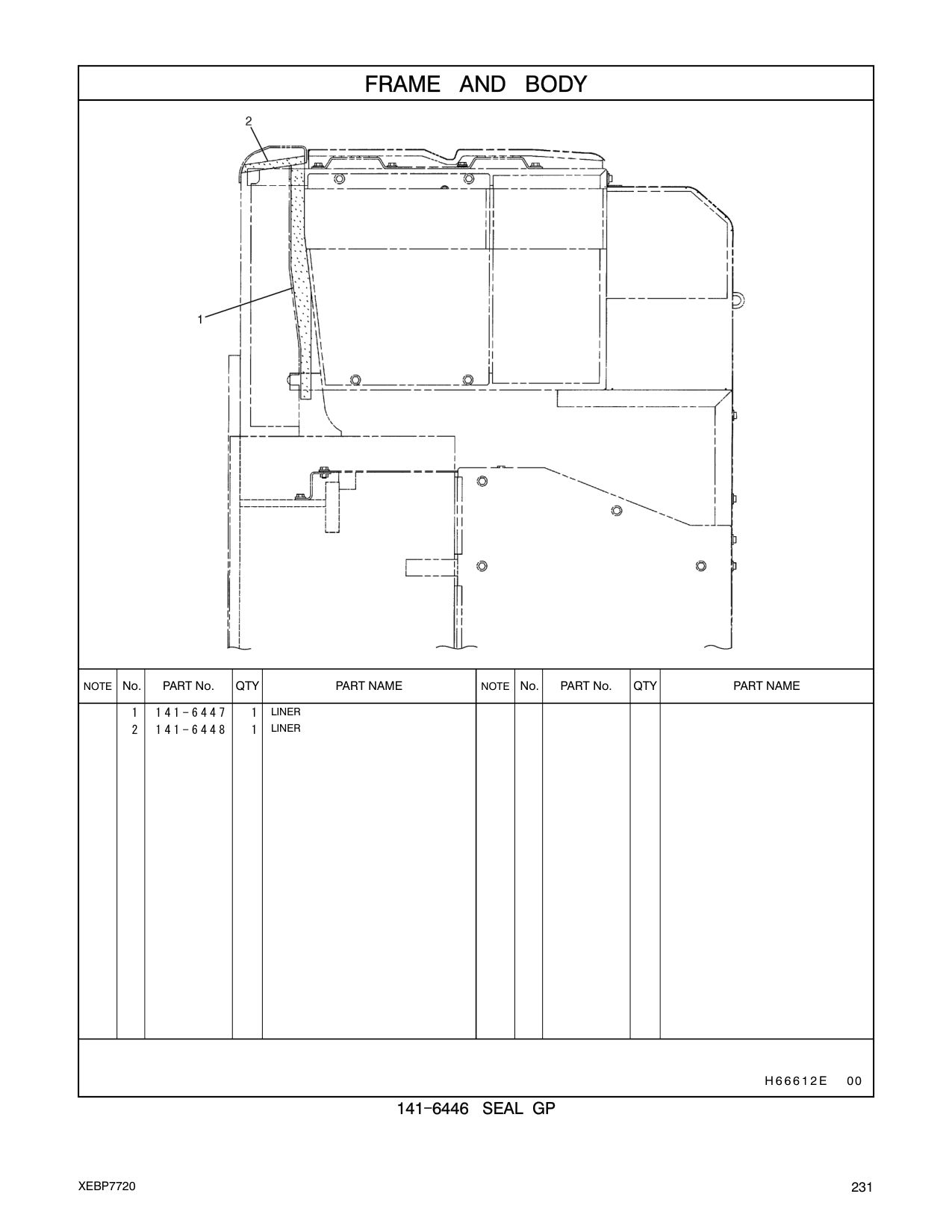 141-6448 LINER CAT parts manual diagram