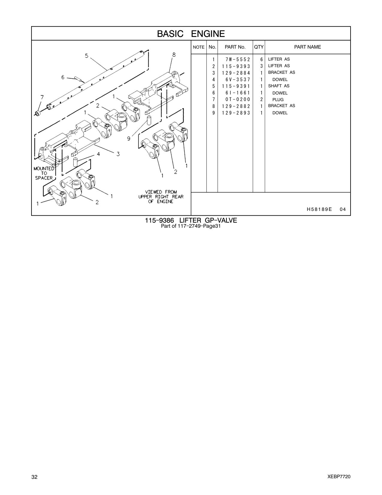 129-2884 BRACKET AS CAT parts manual diagram