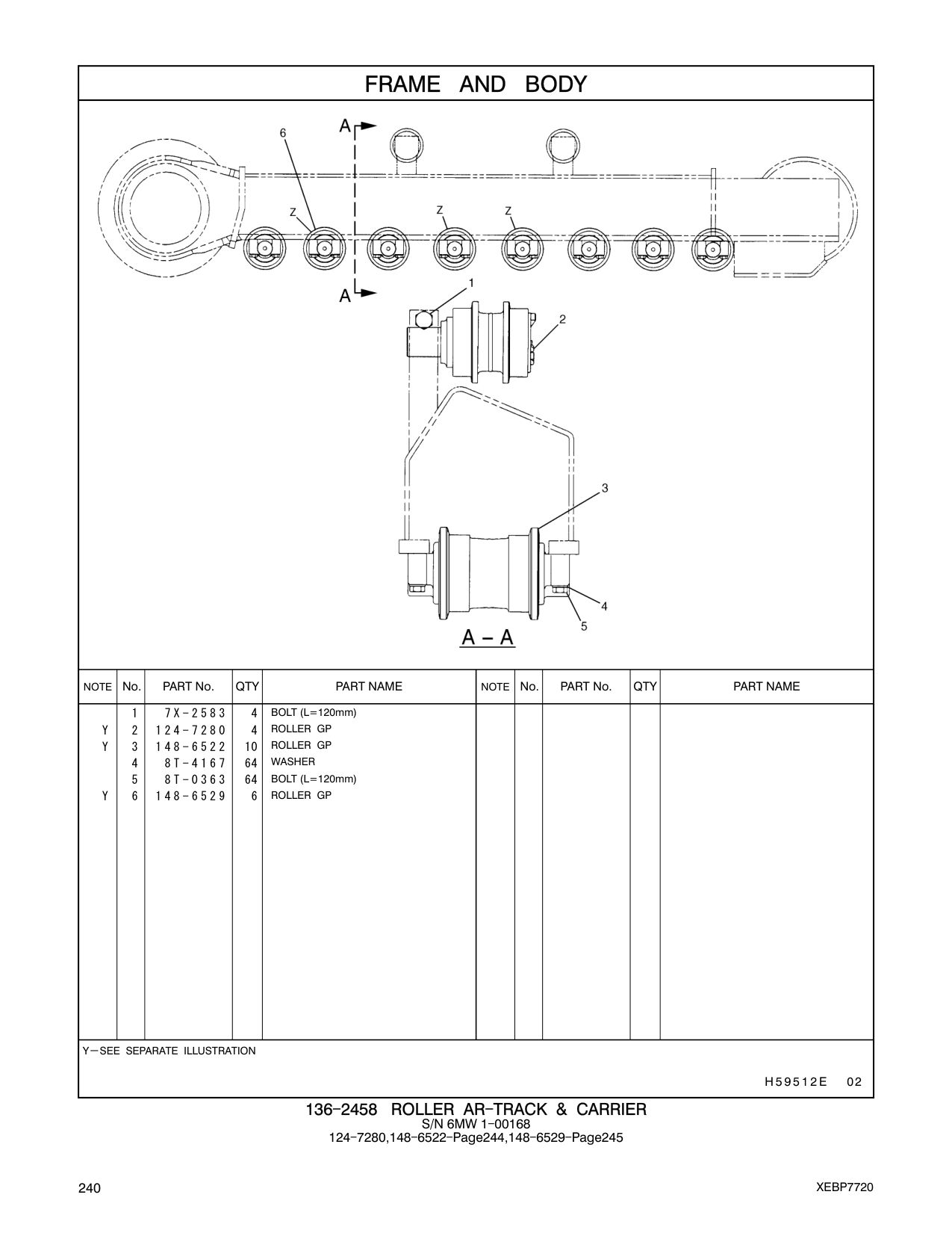 148-6522 ROLLER GP CAT parts manual diagram