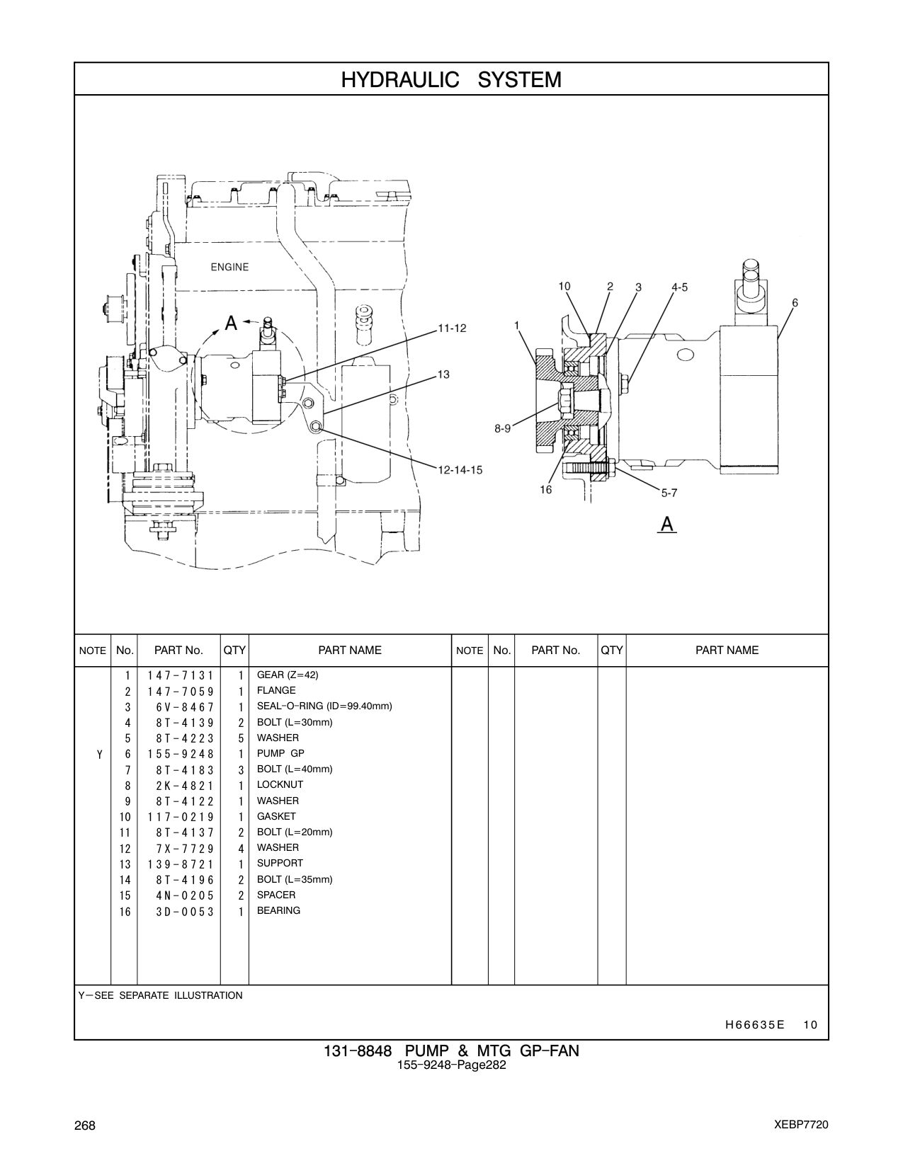147-7131 GEAR (Z=42) CAT parts manual diagram