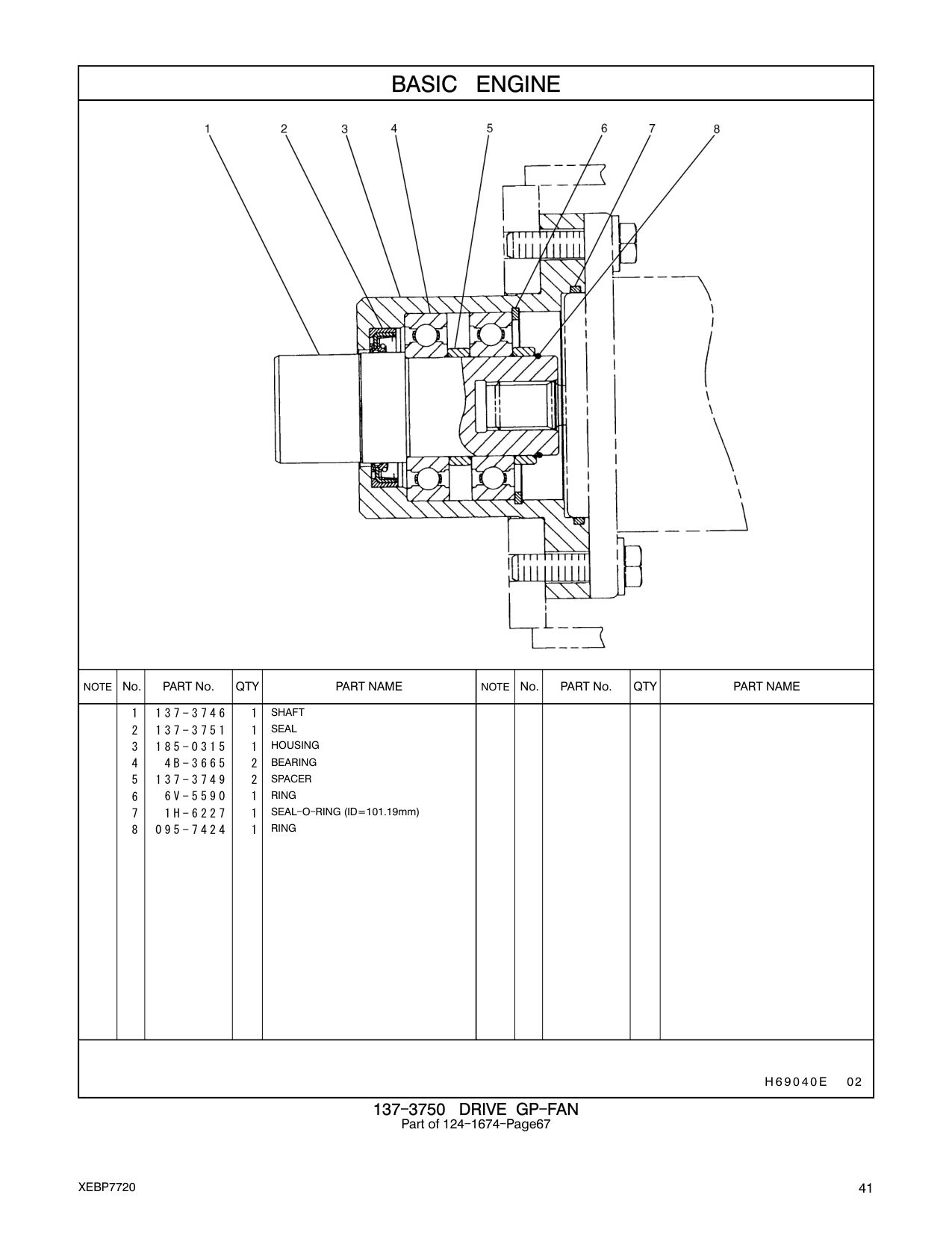 185-0315 HOUSING CAT parts manual diagram