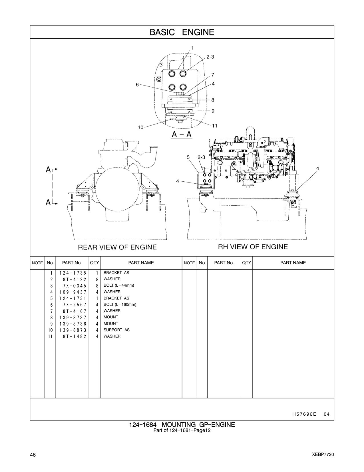 124-1735 BRACKET AS CAT parts manual diagram
