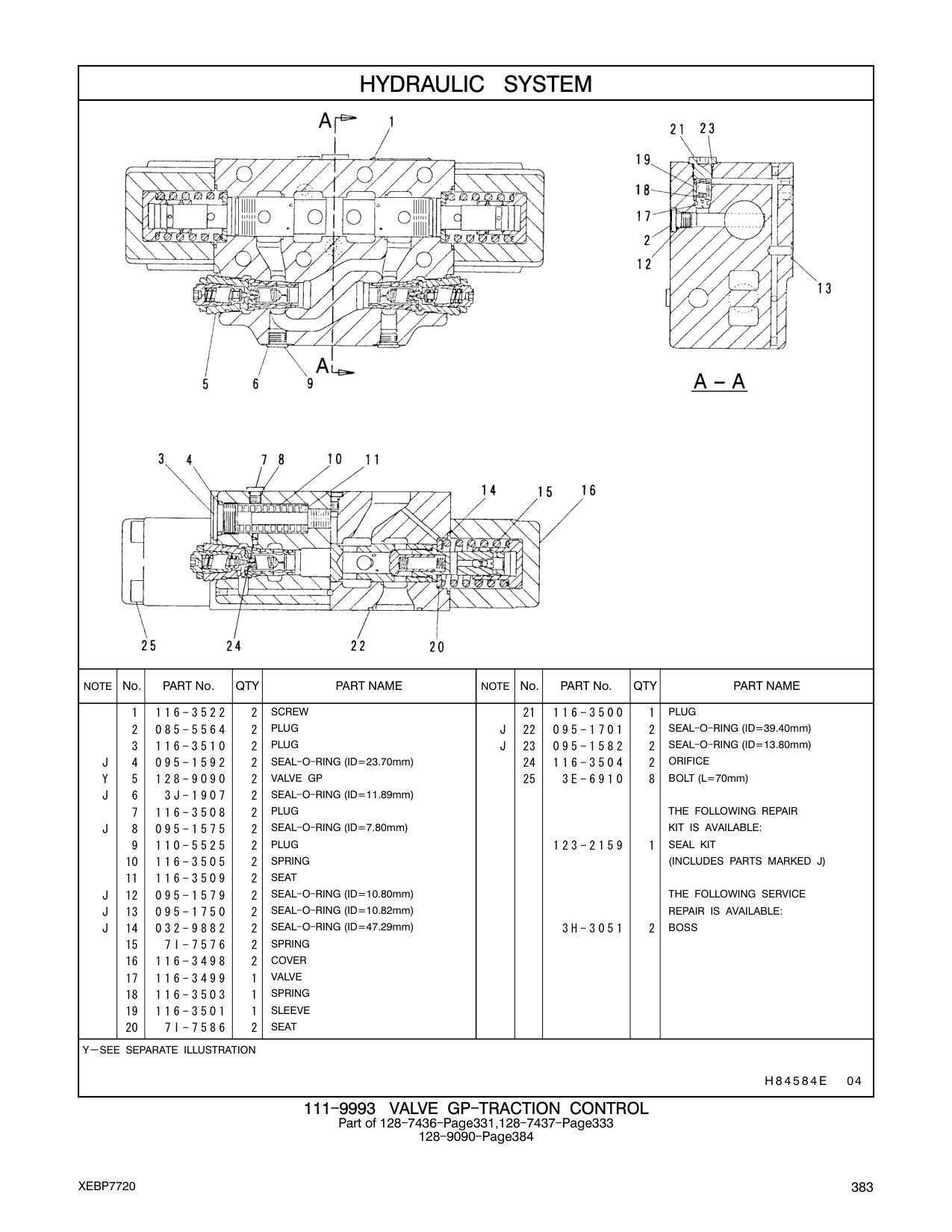085-5564 PLUG J 22 095-1701 2 SEAL-O-RING (ID=39.40mm) CAT parts manual diagram