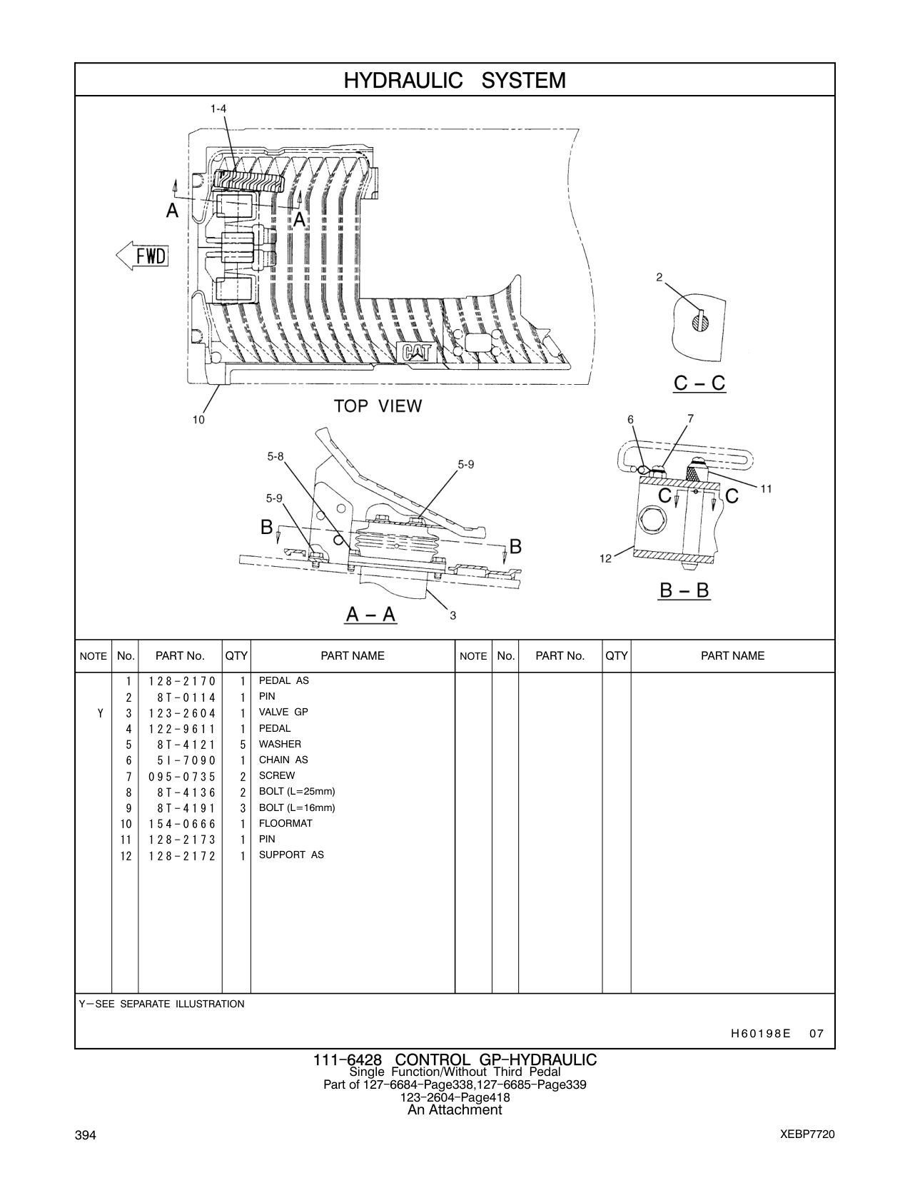 128-2172 SUPPORT AS CAT parts manual diagram